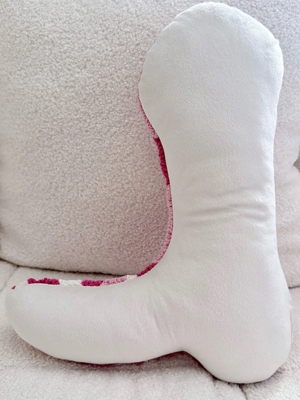 Pink Crochet Cowboy Boot Pillow